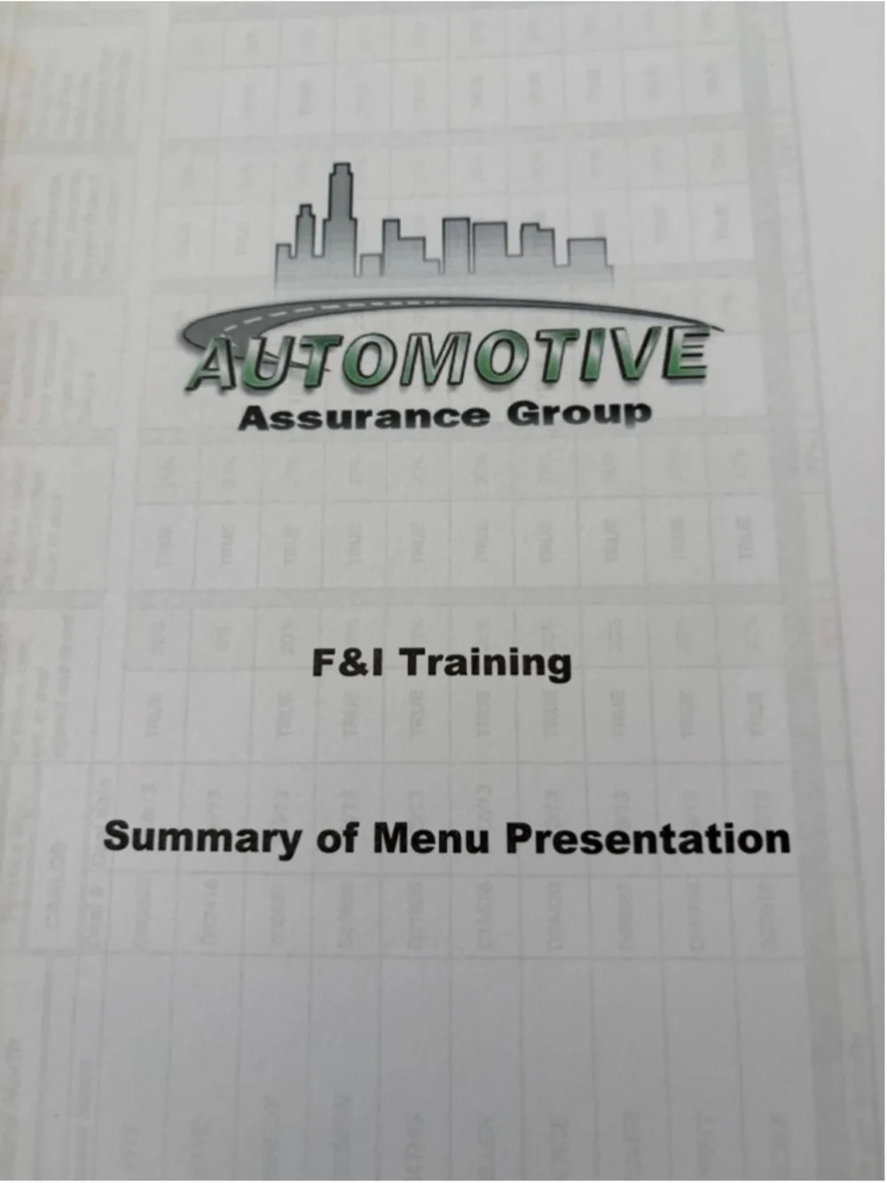 ZieglerSuperSystems F&I Training Manuals Set, #E54